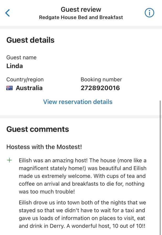Redgate House Bed & Breakfast 런던데리 외부 사진